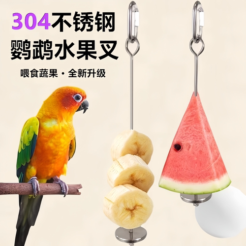鹦鹉不锈钢喂食器挂钩水果夹玩具