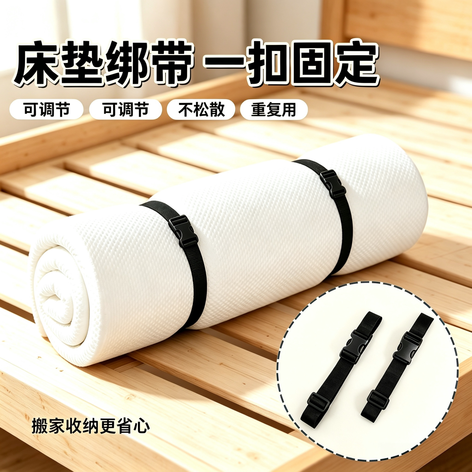 多功能可调卡扣收紧捆绑带