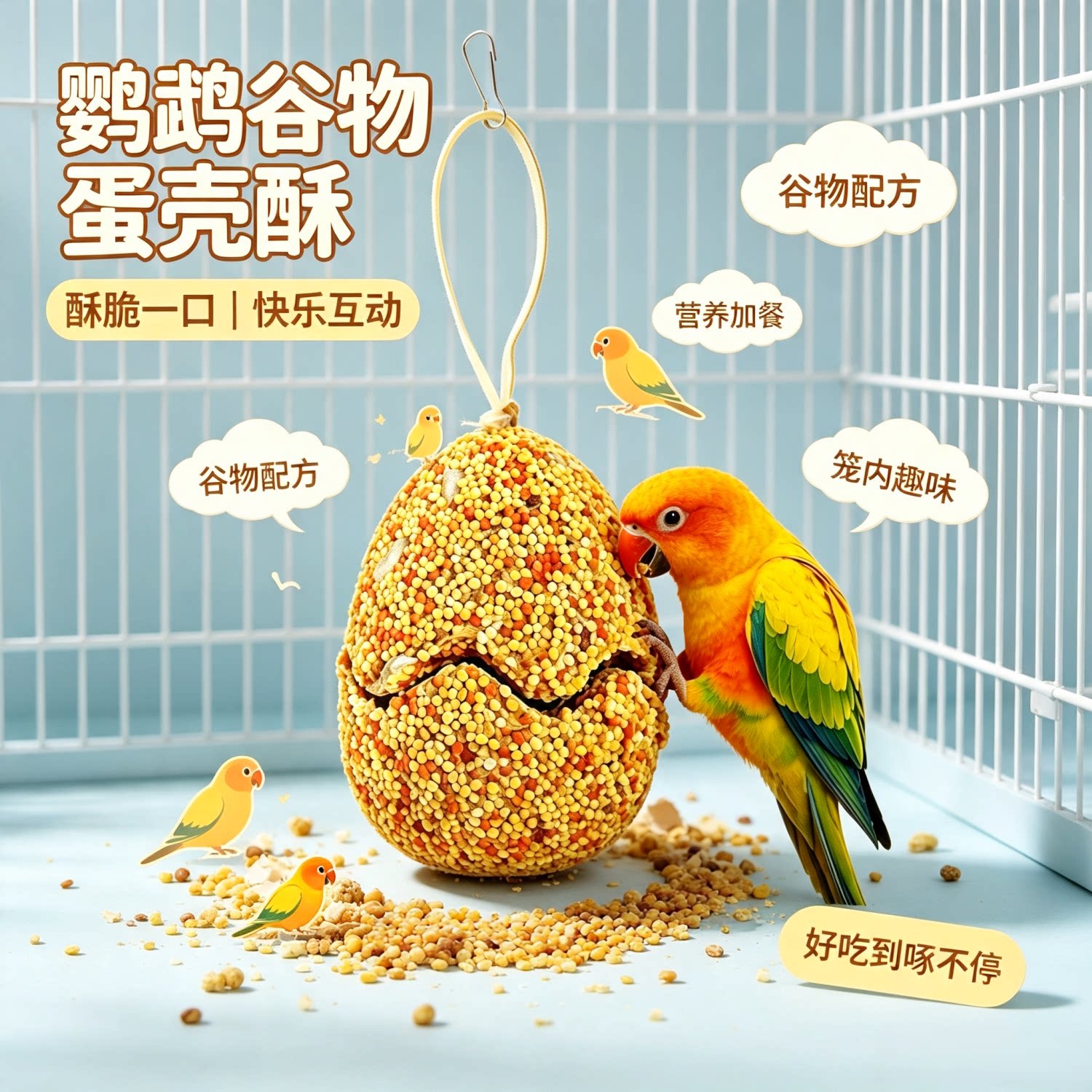 鹦鹉磨喙益智蛋壳酥谷物棒