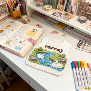 毛线马甲鼠标垫创意ins风女生可爱印花宿舍高颜值电脑家用便携式