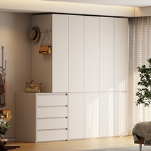 兔宝宝衣柜家用卧室现代简约实木白色大衣橱2025新款ENF级可定制
