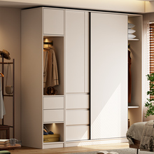兔宝宝衣柜家用卧室可定制一门到顶分段式现代简约实木推拉门衣橱