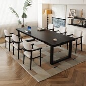 碳化黑色书桌实木客厅学习长桌子工作台写字桌家用办公桌茶餐桌椅