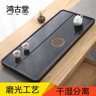 现代办公室用石头茶台茶具托 天然乌金石茶盘家用简约轻奢2024新款