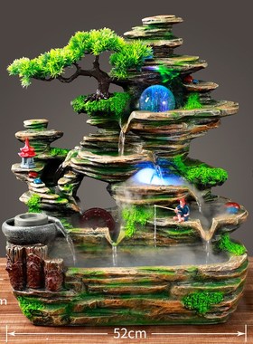 高山流水生财摆件客厅鱼缸水流循环室内喷泉加湿店铺招财开业送礼