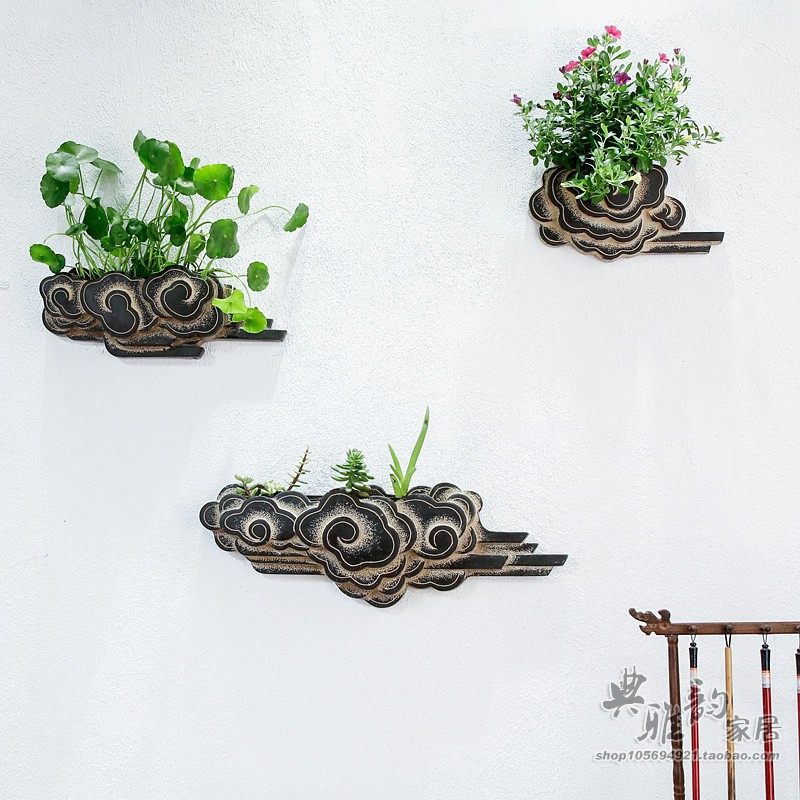 中式复古水培花盆会所客厅玄关墙上墙壁树脂挂件立体祥云壁饰墙饰,家居饰品,壁饰,淘宝优惠券,粉丝福利购,淘宝优惠卷