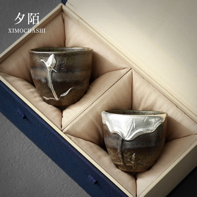 高档复古鎏银功夫茶杯茶具主人杯单杯手工浮雕莲蓬品茗杯粗陶茶碗,餐饮具,茶杯,淘宝优惠券,粉丝福利购,淘宝优惠卷