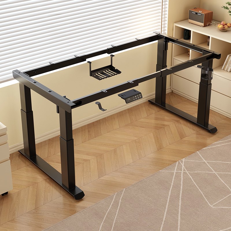 智能电动升降桌腿双横梁双电机四立柱办公升降桌架支架脚架电脑桌