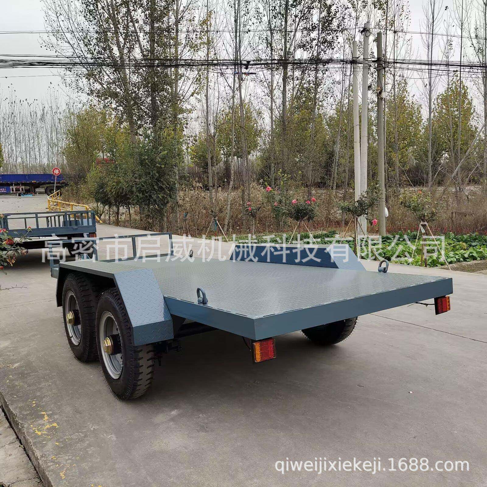 吨拖车带护栏式四轮平板车工厂车间物件运输设备物流工具车