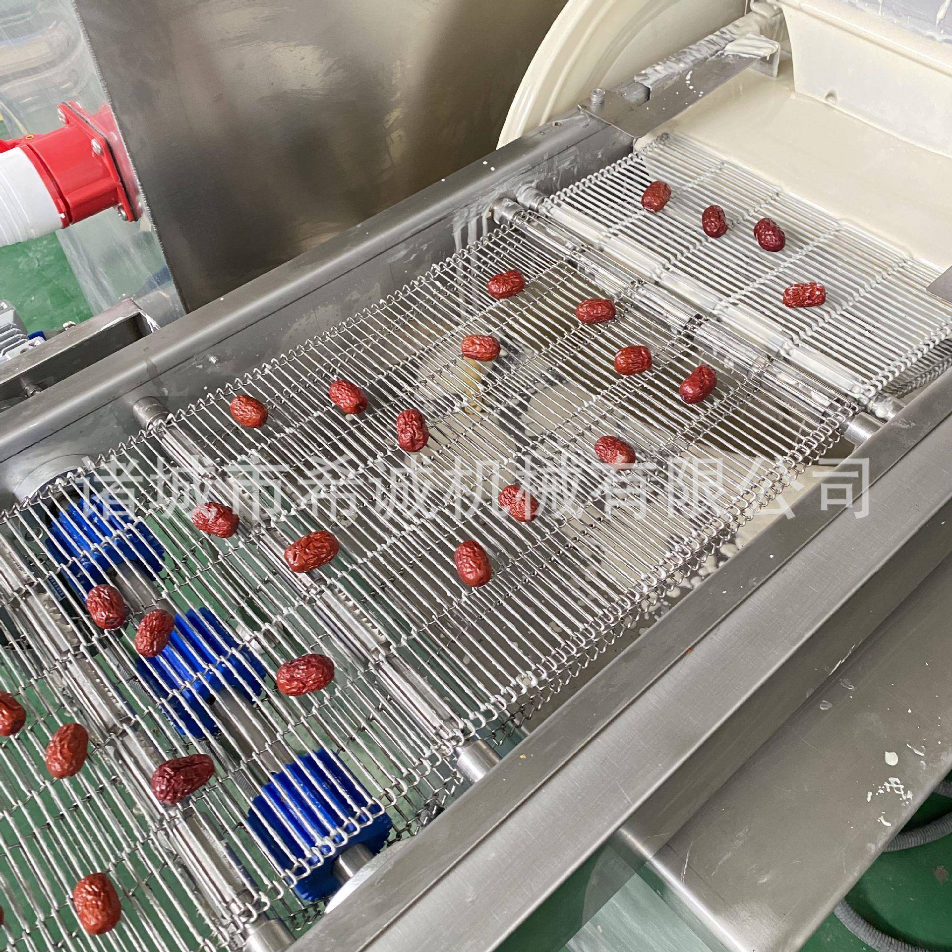 腰果仁巧克力涂层机 蛋糕裹巧克力设备 全自动不锈钢麻薯泡芙淋浆