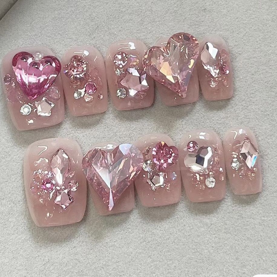 纯手工夏日满钻穿戴甲指
