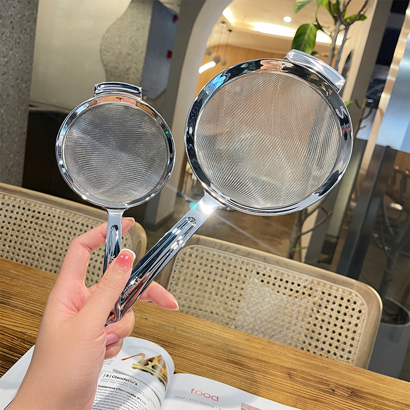 【出口德国】贵族品质18-10不锈钢面粉筛漏勺过滤网加厚豆浆漏勺