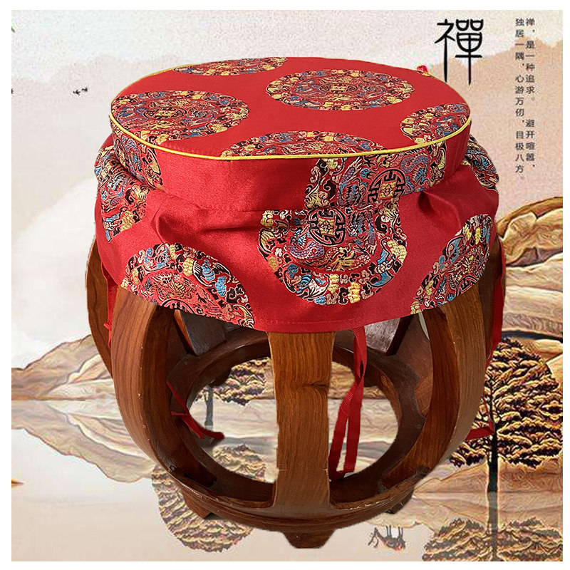 仿古典红木鼓凳圆形方形垫子实木中式椅子座垫圆凳坐垫防滑定做