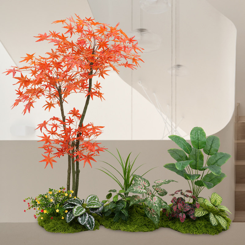 仿真植物造景大型盆栽假绿植室内装饰仿生红枫树景观橱窗吊钟摆件