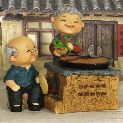 老人生日礼物实用老头老太摆件白头偕老相守相伴爷爷奶奶家居装饰