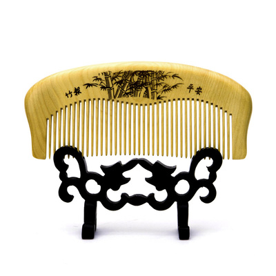 延陵常州梳篦 大梳面烙画小叶黄杨木梳子 送爸爸送母亲送老师
