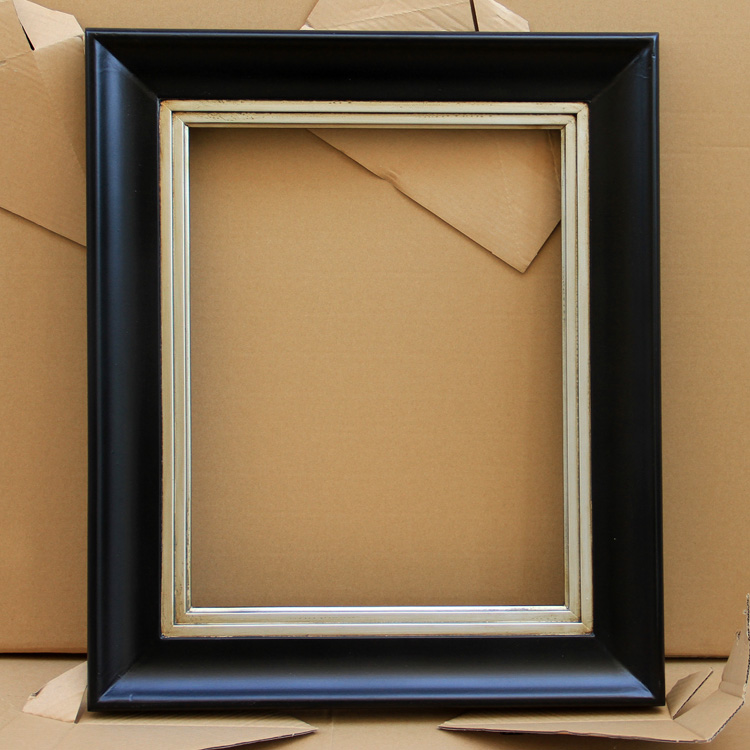 欧式实木细画框相框做旧油画黑色银色画框宽度9cm厚度4.5cm