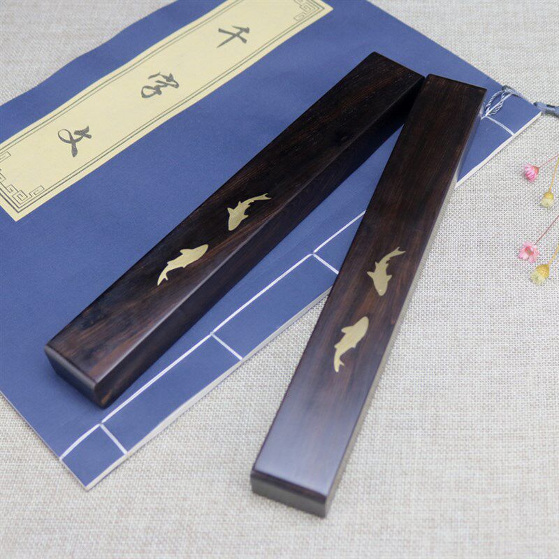 黑檀木红木镇纸 黑紫檀书镇镇尺木镇子 文房四宝书法用品送礼高档