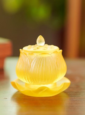 古法琉璃金色圣水杯家用供杯观音圣水杯琉璃佛供杯供奉用品摆件