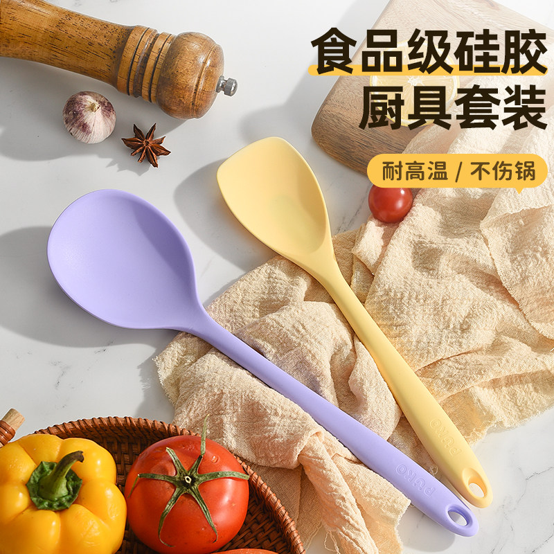 韩国食品级矽胶铲不沾锅专用锅铲家用耐高温炒菜铲子炒勺夹子长筷