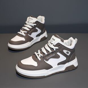 高帮男鞋2025新款潮流春季皮面休闲板鞋空军男款一号学生运动潮鞋