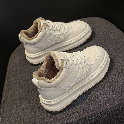 冬季加绒女鞋百搭厚底高帮保暖加厚软底棉鞋女外穿超软运动板鞋女