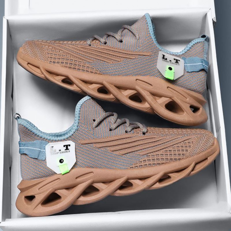 莆田椰子男鞋夏季透气纯黑色跑步运动鞋45特大码4647休闲老爹潮鞋