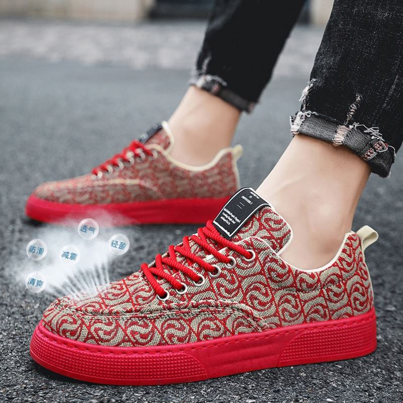 老北京布鞋男2025夏季新款透气休闲鞋软底防滑帆布鞋时尚潮流板鞋