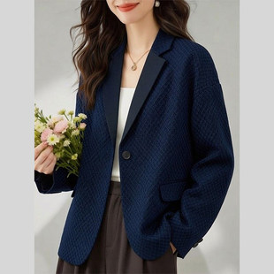 气质高端华夫格西装外套女装春装新款韩版显瘦纯色百搭短款西服女