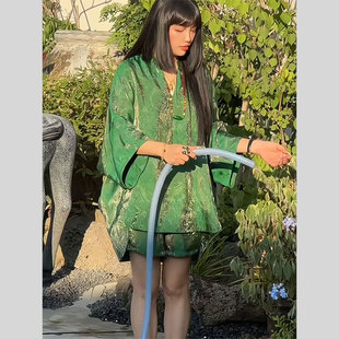 2025超火夏装一整套高级感清冷感禅意新中式国风上衣短裤两件套装