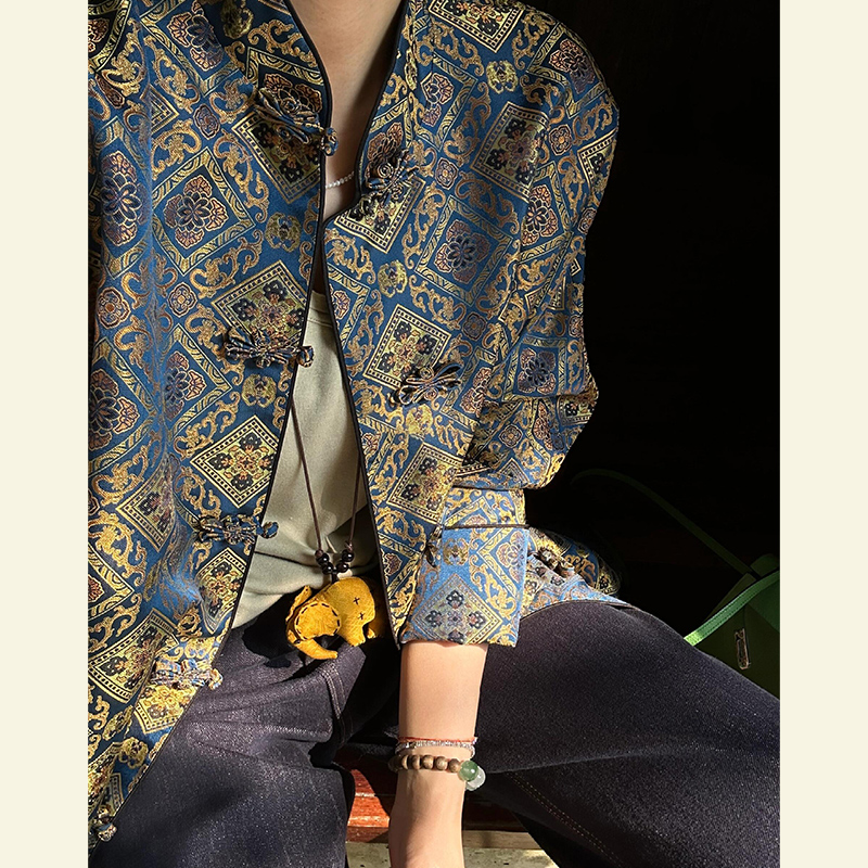 新中式女装国风宋锦上衣印花外套