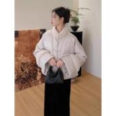 小众设计新中式 盘扣白色提花棉服棉衣外套女秋冬款 女装 中国风唐装