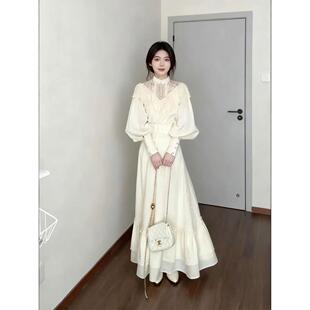 秋季法式覆古宫廷风正式场合端庄精致绝美白色上衣半身裙两件套女