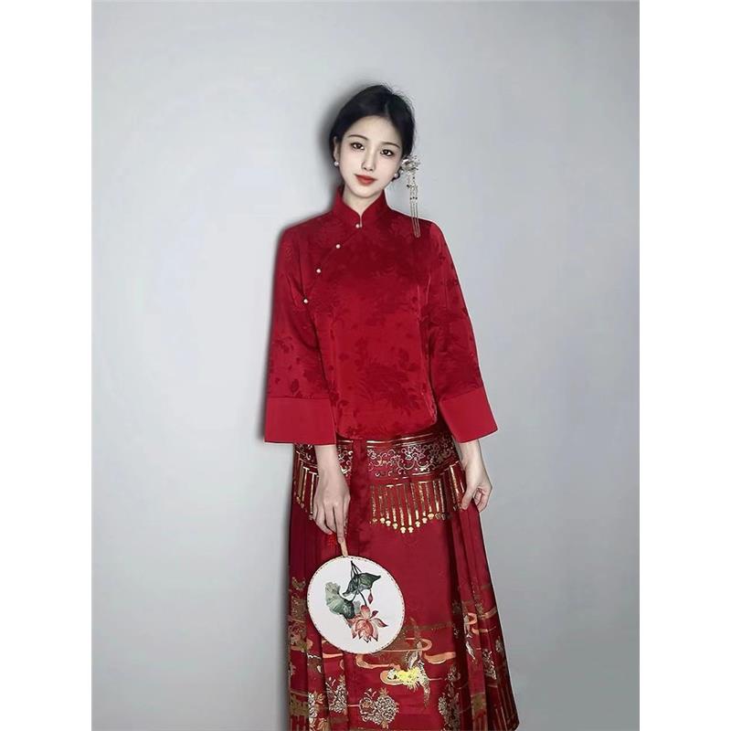 新中式红色马面裙敬酒服