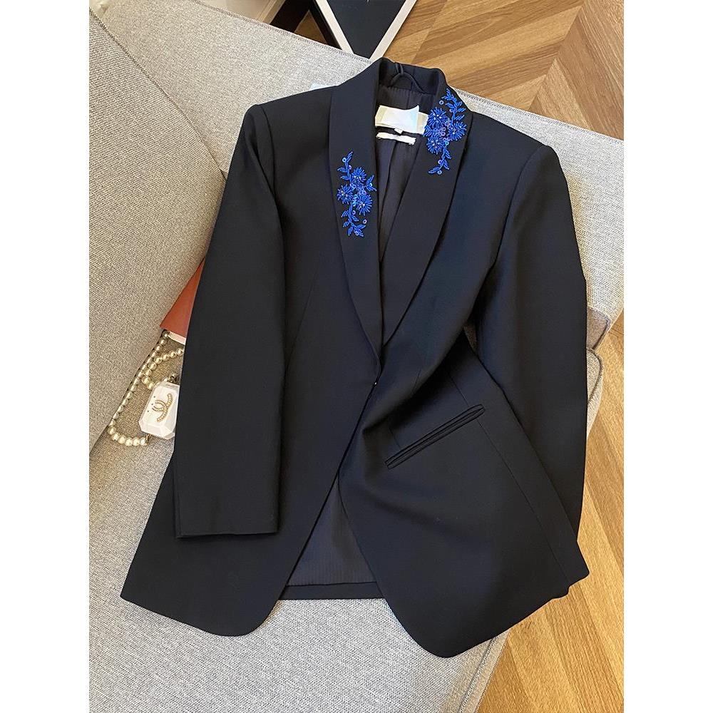 法式轻奢重工钉珠西装外套上衣