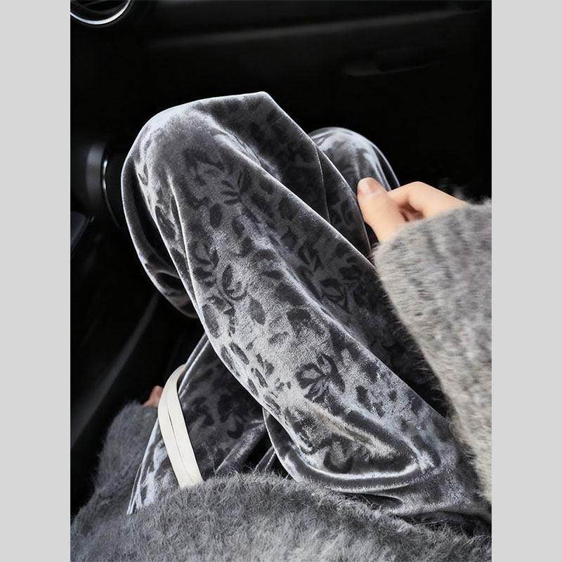 2026年新款高级感复古豹纹丝绒阔腿裤女宽松垂感显瘦裤子港风,女装/女士精品,大码裤装,淘宝优惠券,粉丝福利购,淘宝优惠卷