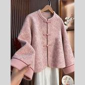 新中式 气质高级感复古上衣 今年流行爆款 国风毛呢外套2025冬季 新款