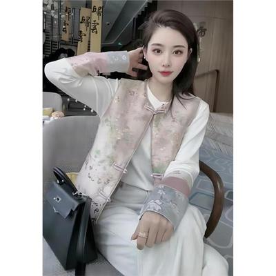 改良唐装马甲上衣两件套装新款