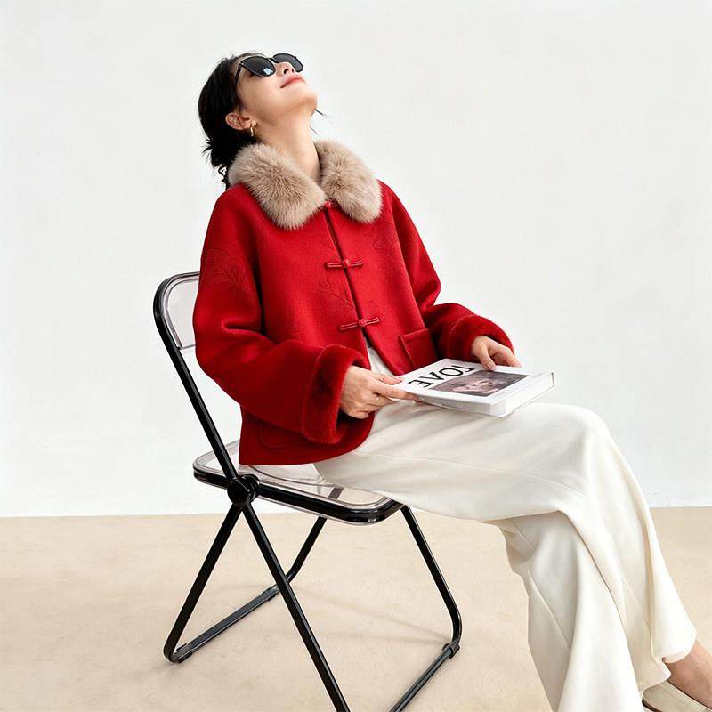 高级感新中式国风毛毛外套2026年春秋新款今年流行爆款复古唐装女,女装/女士精品,常规大码外套,淘宝优惠券,粉丝福利购,淘宝优惠卷