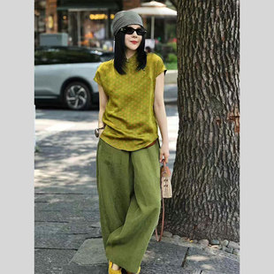 2025超火夏装一整套高级感清冷感禅意新中式国风上衣裤子两件套装