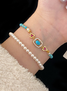 绿松石珍珠手链天然新中式