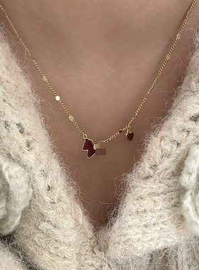 新中式红色小马闪钻本命年项链