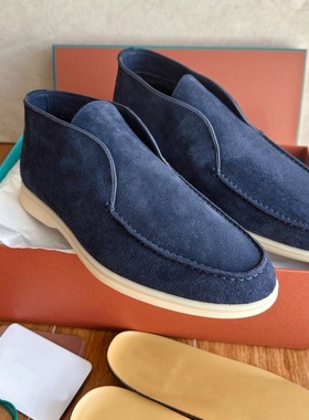 市面最顶 高帮毛毛乐福鞋男款懒人鞋 open rwalk麂皮加绒休闲鞋男