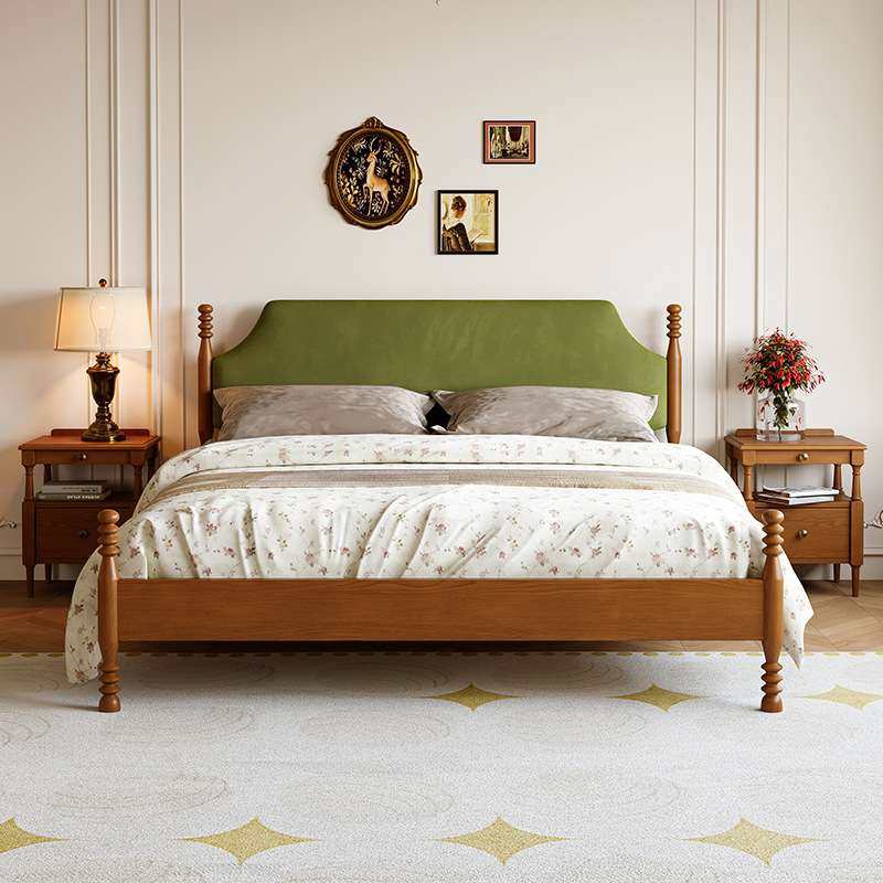 白蜡木实木床1.8米小户型主卧室双人床榉木床板高端法式复古风床,包装,电子元器件包装,淘宝优惠券,粉丝福利购,淘宝优惠卷