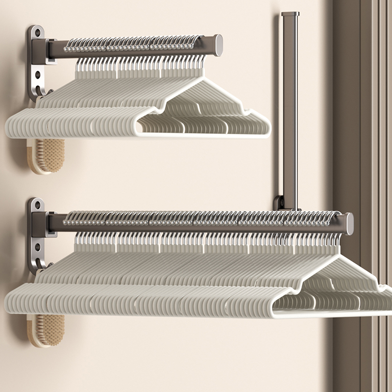 折叠衣架收纳神器家用墙上壁挂置物架多I功能免打孔阳台晾挂衣架