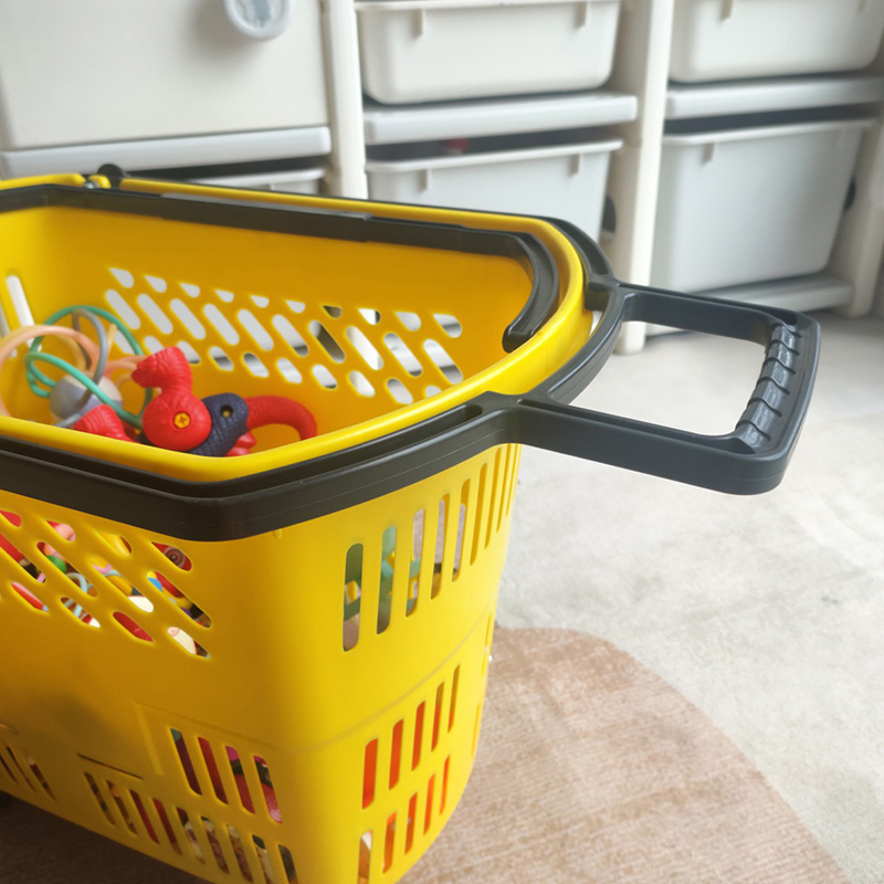 超市购物篮d手提篮拉杆带轮塑料筐菜篮子便利店手拉式大号买菜车