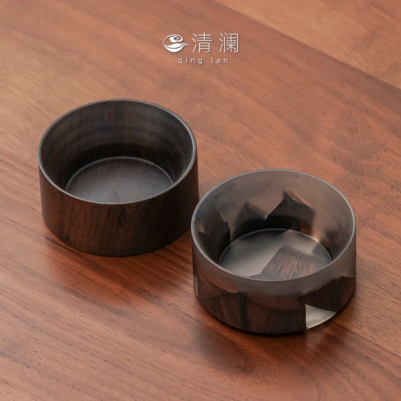 清澜黑檀木茶漏茶l滤底座家用功夫茶具配件过滤底座滤茶器底托