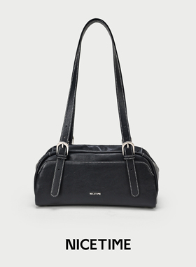 NICETIME[自游无界]小众极简单肩包头层植鞣牛皮百搭通勤腋下女包