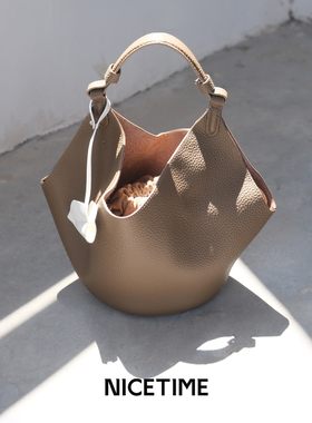 NICETIME【小确幸】经典百搭手拎小号头层牛皮饺子包女单肩斜挎包