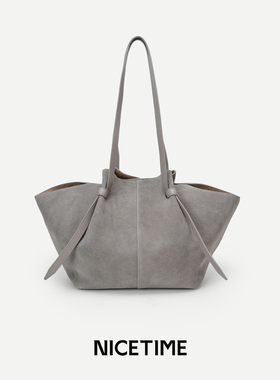 NICETIME[秋日停泊]极简设计磨砂皮单肩腋下包头层牛皮小船包女